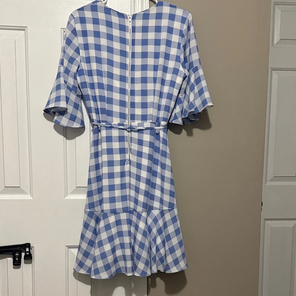 Danny & Nicole Blue and White Gingham Midi Dress - Picture 2 of 3